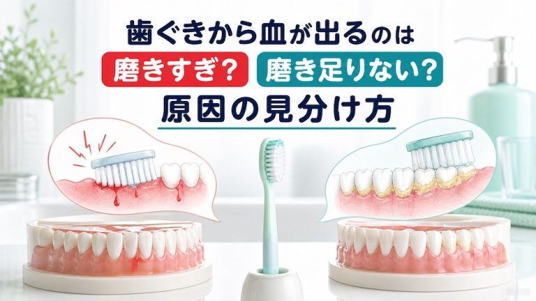 Featured image for 歯ぐきから血が出るのは磨きすぎ？磨き足りない？原因の見分け方